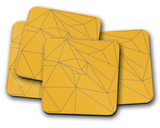 Shadowbright Yellow and Grey Lines Contemporary Coasters, 9cm x 9cm