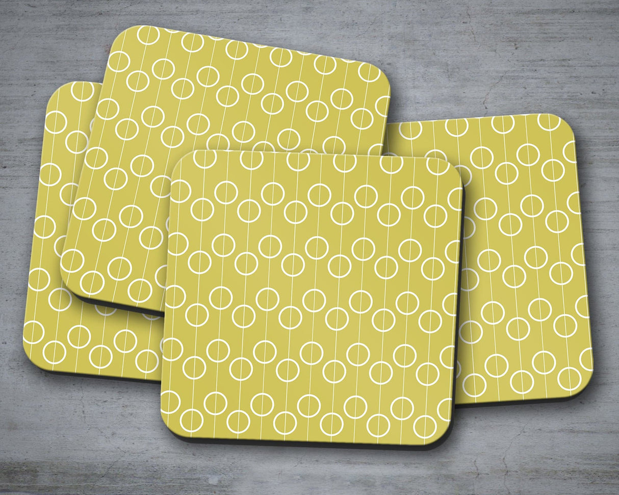 Shadowbright Yellow Retro Geometric Circles Placemats, Set of 4/6