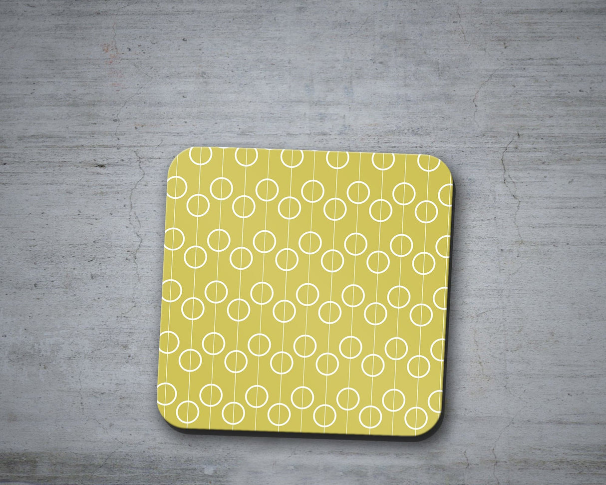 Shadowbright Yellow Retro Geometric Circles Placemats, Set of 4/6