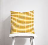 Shadowbright Yellow Cushion with White Striped Lines Geometric Design, Throw Pillow