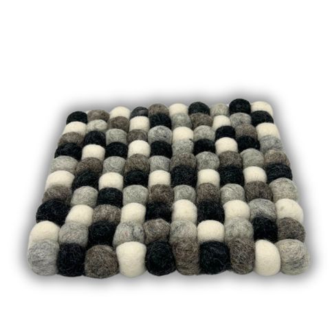 HatiNest Square Felt Ball Placemat - Multi Grey