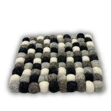 HatiNest Square Felt Ball Placemat - Multi Grey