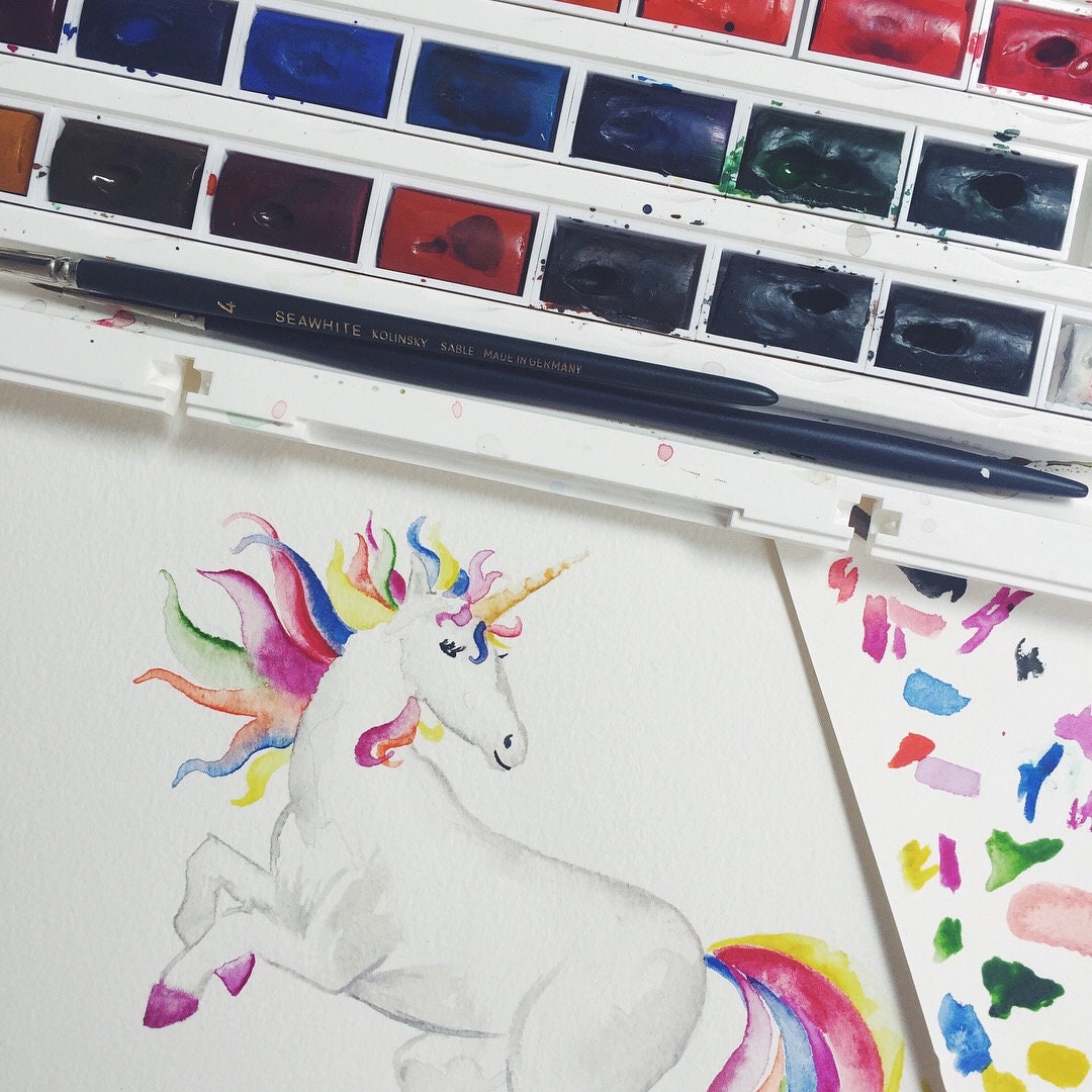 Personalised Watercolour Unicorn Print | Katie Hipwell Design
