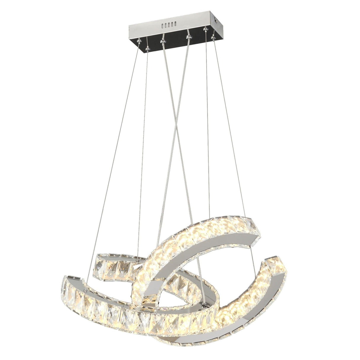 Pagazzi Mademoiselle 2-Light Polished Chrome & Crystal LED Pendant