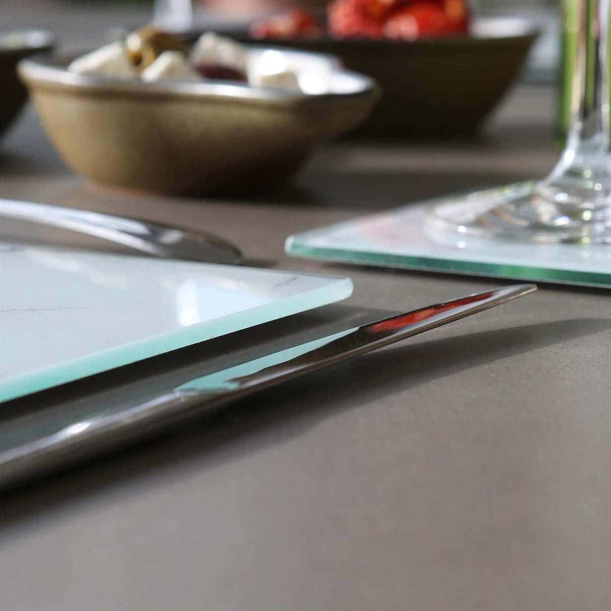 Rinkit Rectangle Glass Chopping Board Marble - 30cm x 20cm