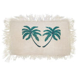 HatiNest Linen Cushion Cover Palm Tree with Fringe - 30x50cm
