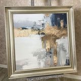 Pagazzi Gold & White Abstract Wall Art with Champagne Gold Frame - 70cm