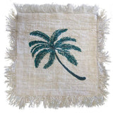 HatiNest Linen Cushion Cover Palm Tree with Fringe - 45x45cm