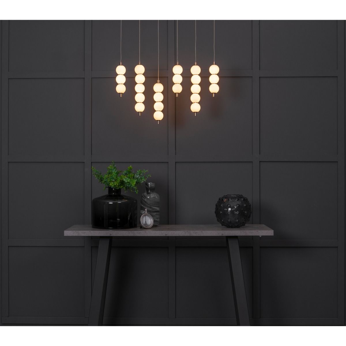 Pagazzi Abacus 6 Light Satin Nickel LED Pendant Bar