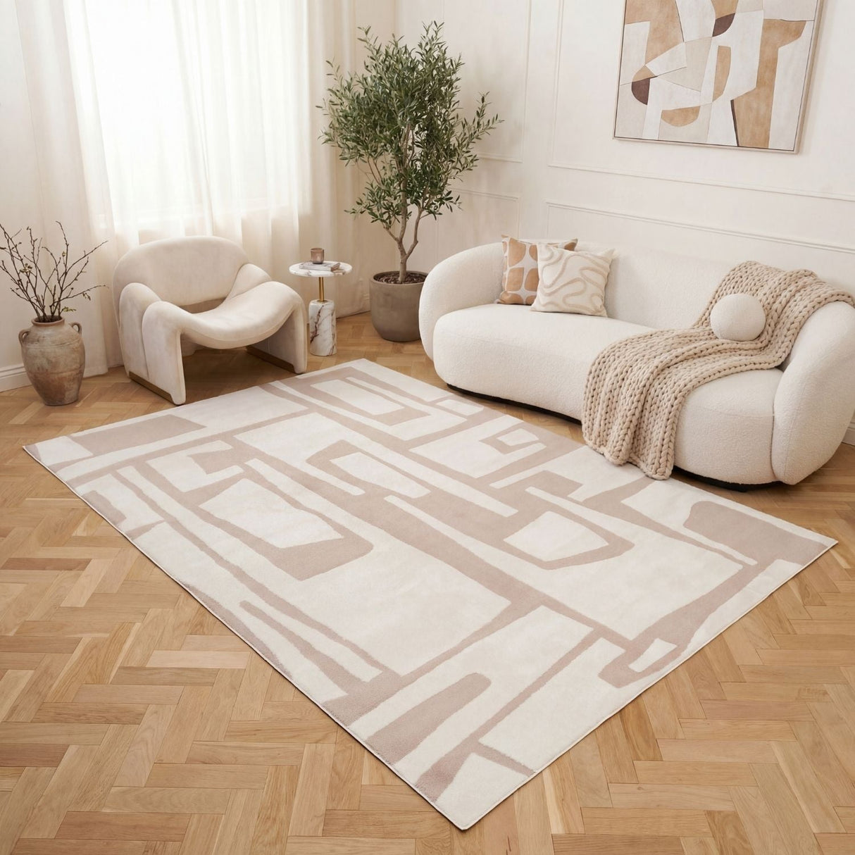 The Rugs Loft Abstract Beige Rug