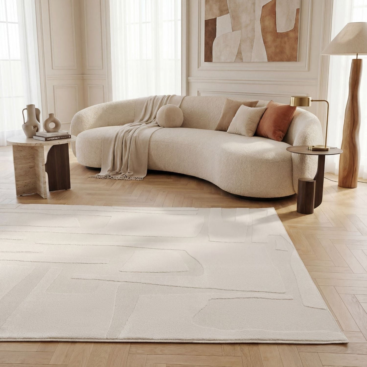 The Rugs Loft Abstract Cream Rug