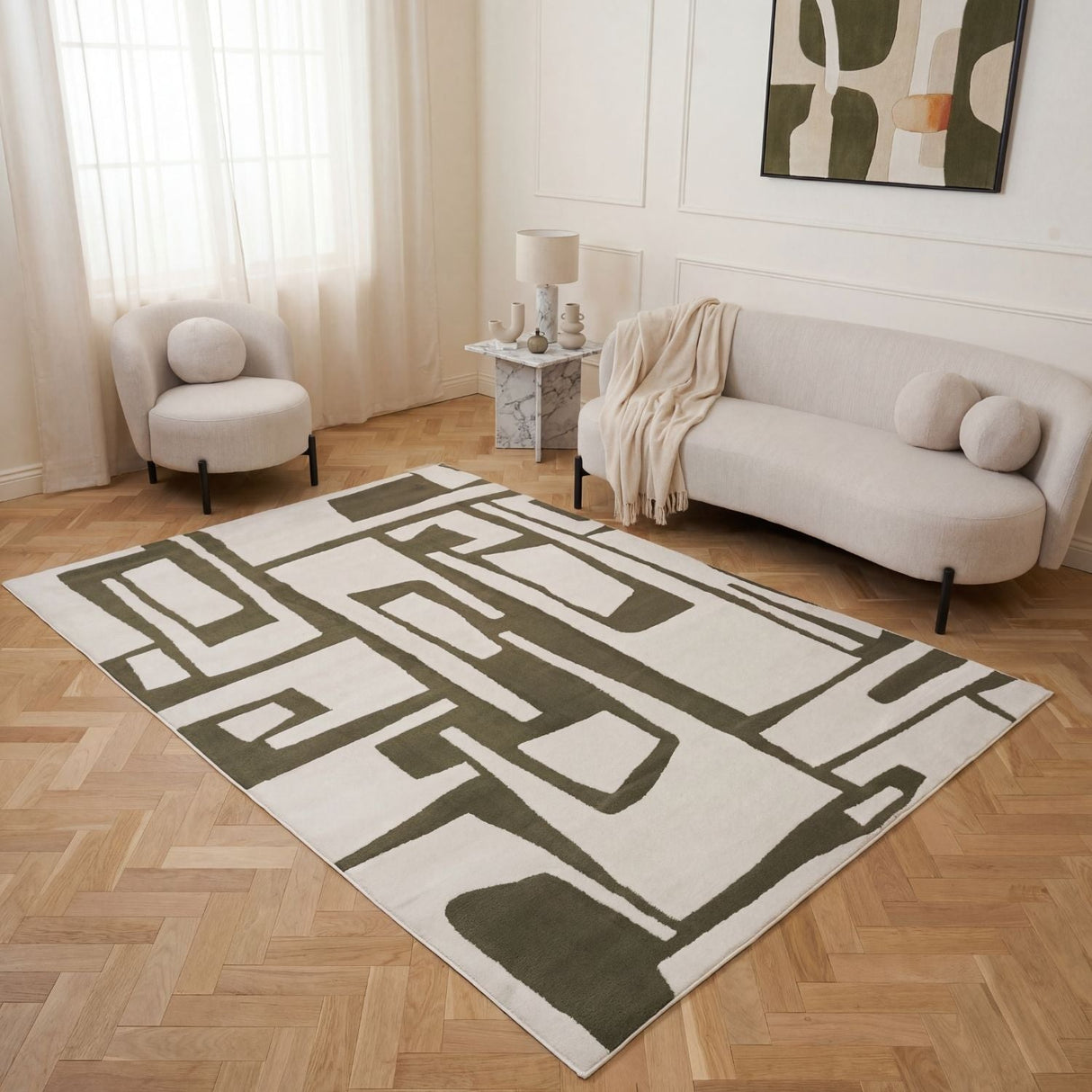 The Rugs Loft Abstract Green Rug