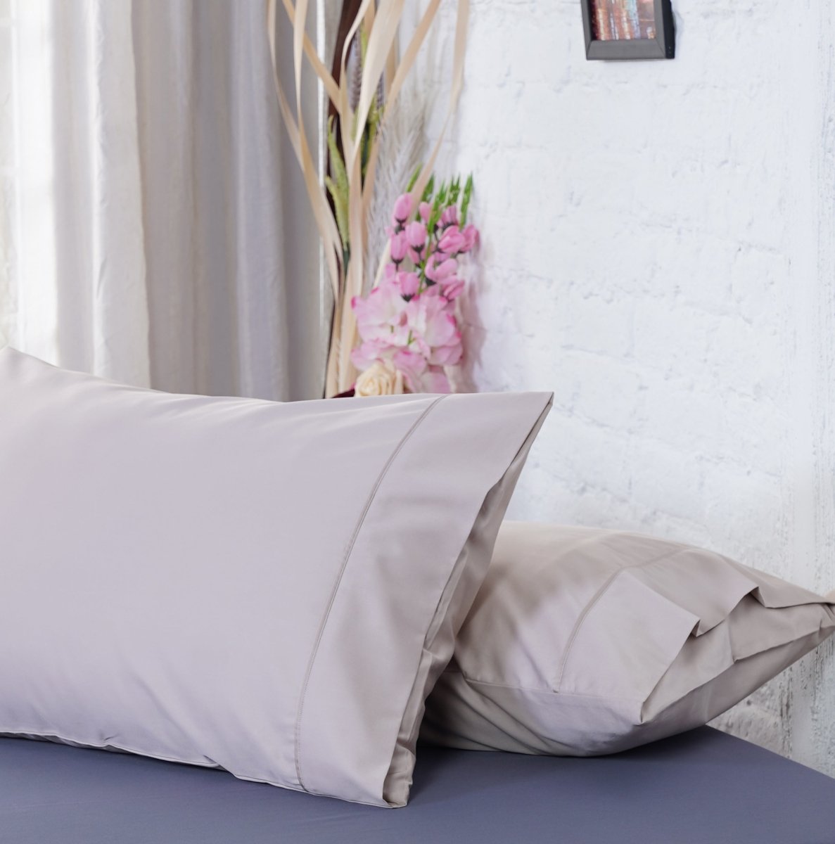 SHEET STORY Ackly Bamboo Beige Pillowcases Pair