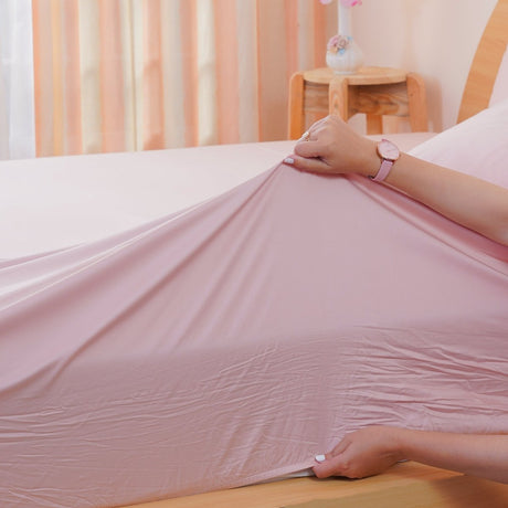 SHEET STORY Ackly Bamboo Fitted Sheet - Blush Pink