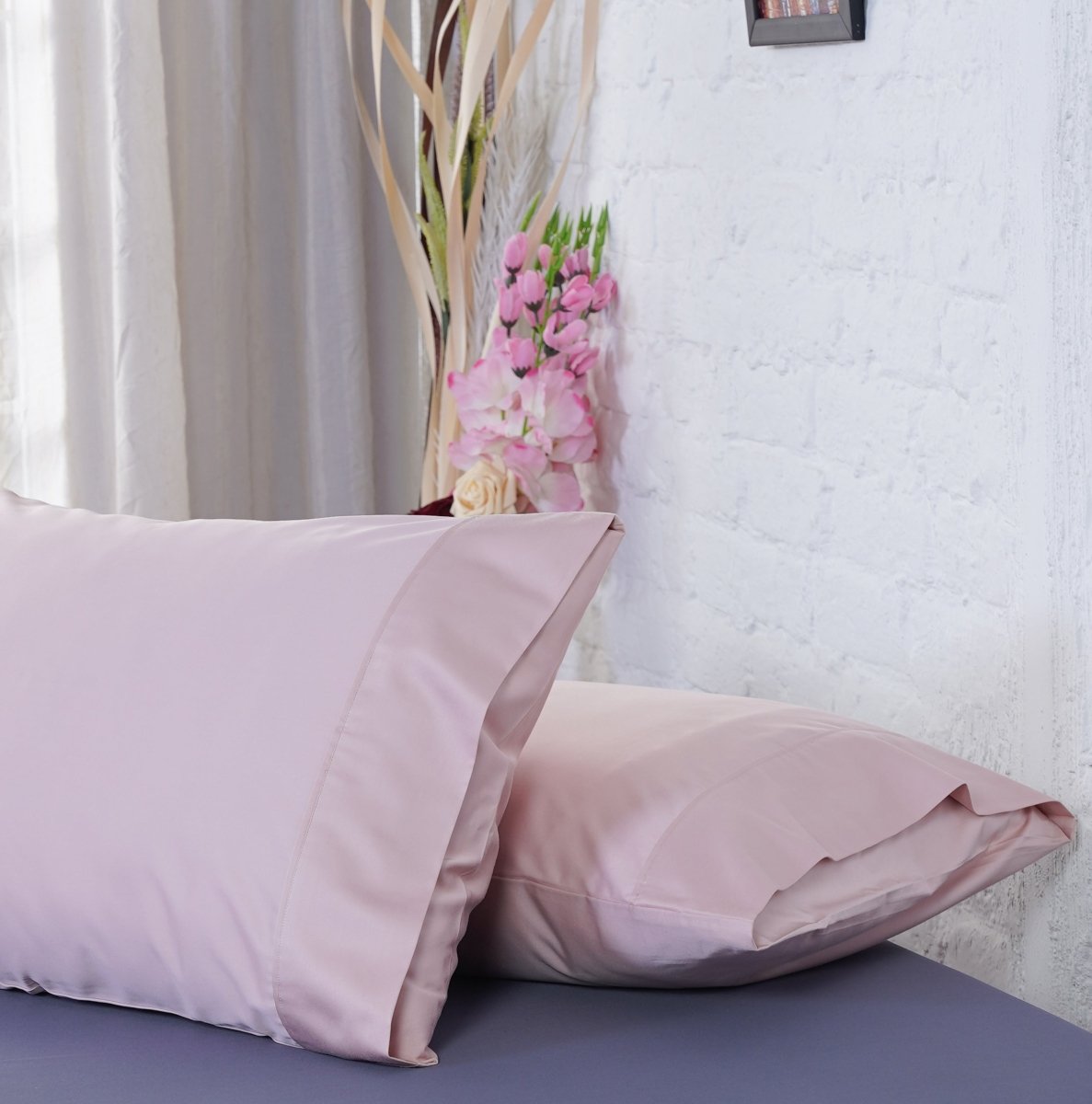 SHEET STORY Ackly Bamboo Blush Pink Pillowcases Pair