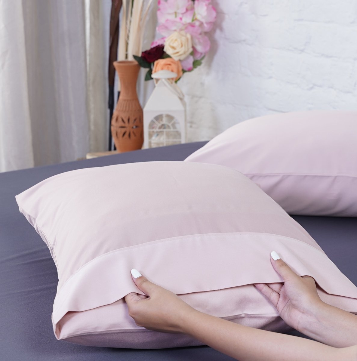 SHEET STORY Ackly Bamboo Blush Pink Pillowcases Pair