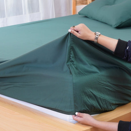 SHEET STORY Ackly Bamboo - Royal Green Fitted Sheet