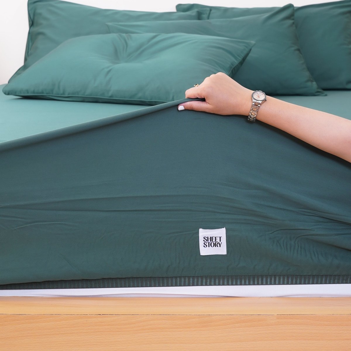 SHEET STORY Ackly Bamboo - Royal Green Fitted Sheet