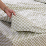 SHEET STORY Ackly Bamboo Sage Green Checkerboard Duvet Cover