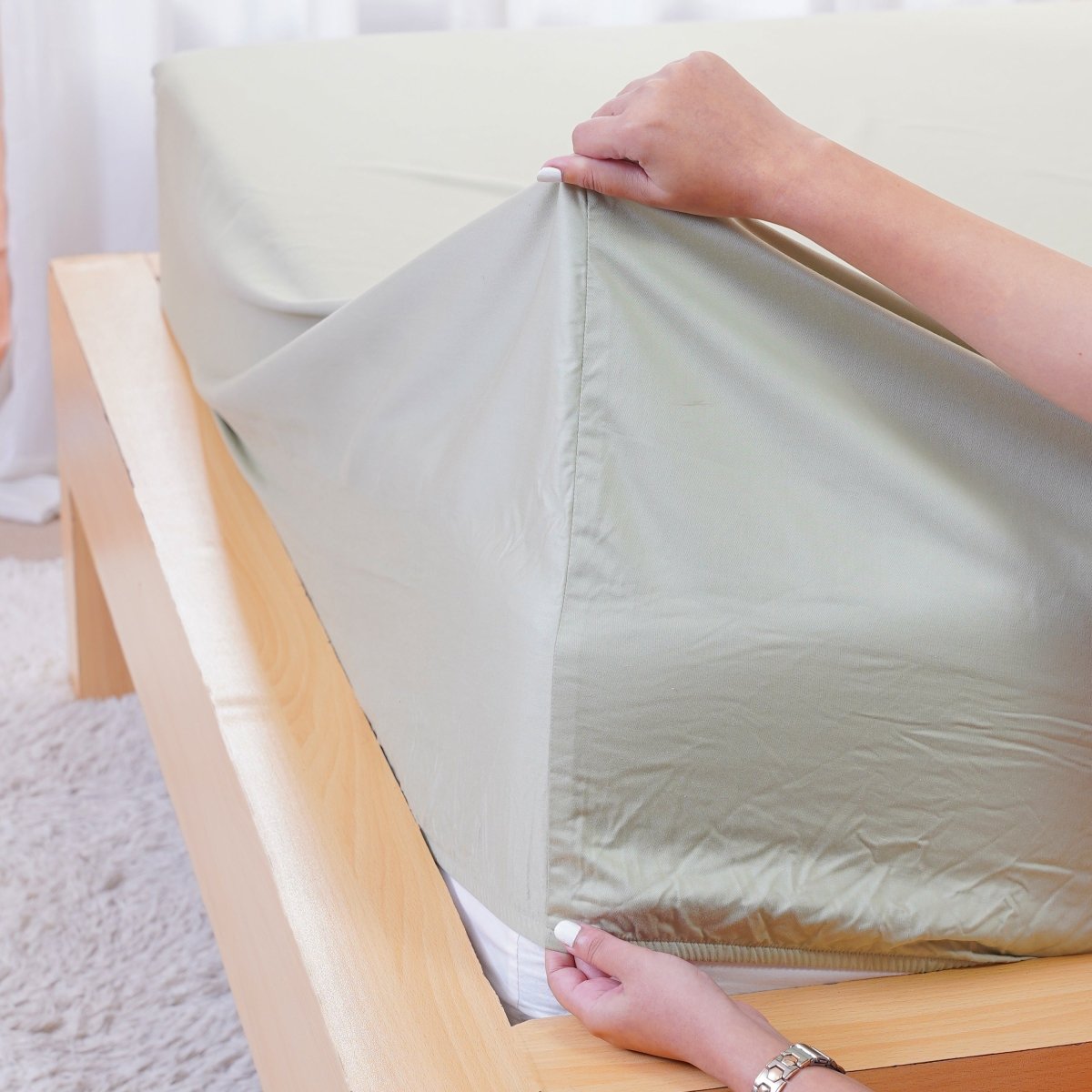 SHEET STORY Ackly Bamboo - Sage Green Fitted Sheet