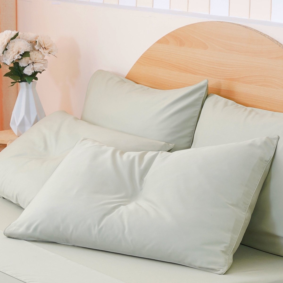 SHEET STORY Ackly Bamboo - Sage Green Pillowcases Pair