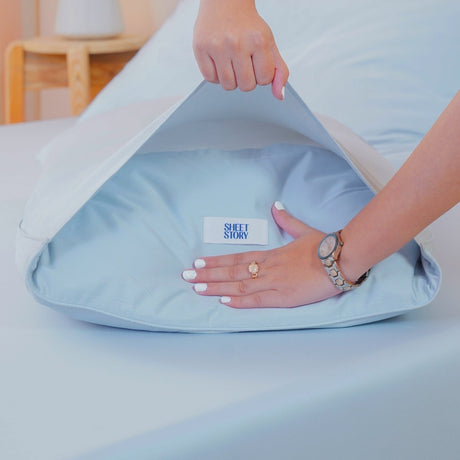 SHEET STORY Ackly Bamboo - Sky Blue Pillowcases Pair
