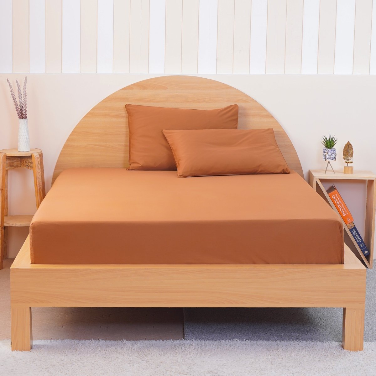SHEET STORY Ackly Bamboo - Terracotta Orange Fitted Sheet