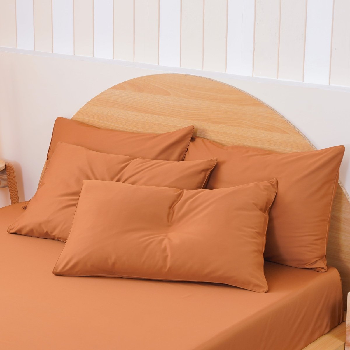 SHEET STORY Ackly Bamboo Terracotta Orange Pillowcases Pair