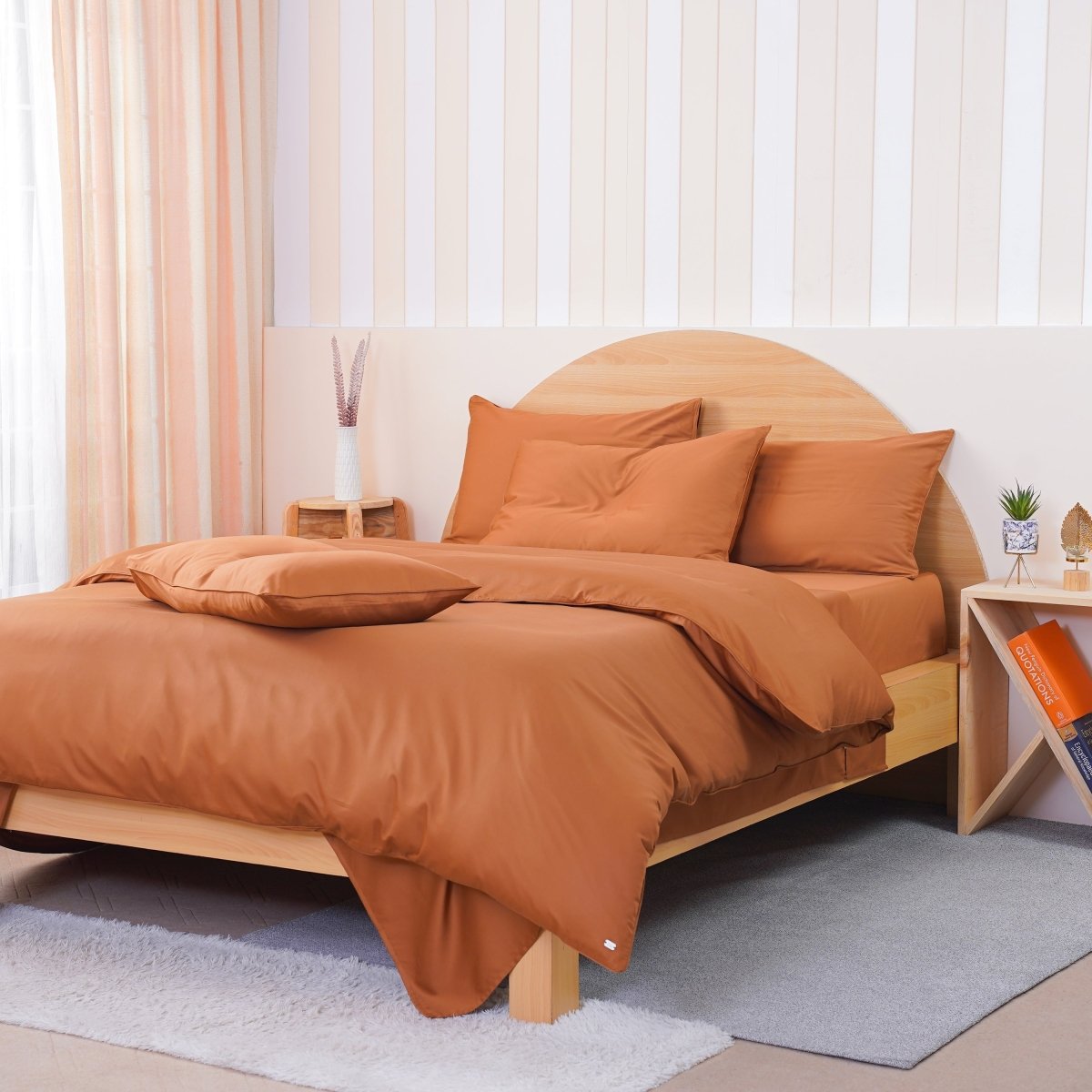 SHEET STORY Ackly Bamboo Terracotta Orange Pillowcases Pair