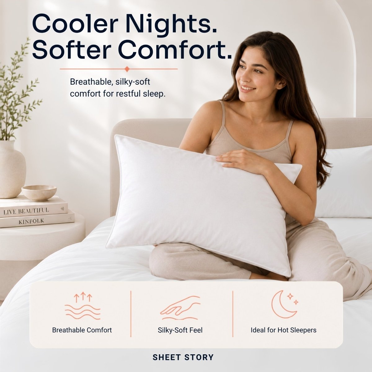 SHEET STORY Ackly Bamboo - White Pillowcases Pair