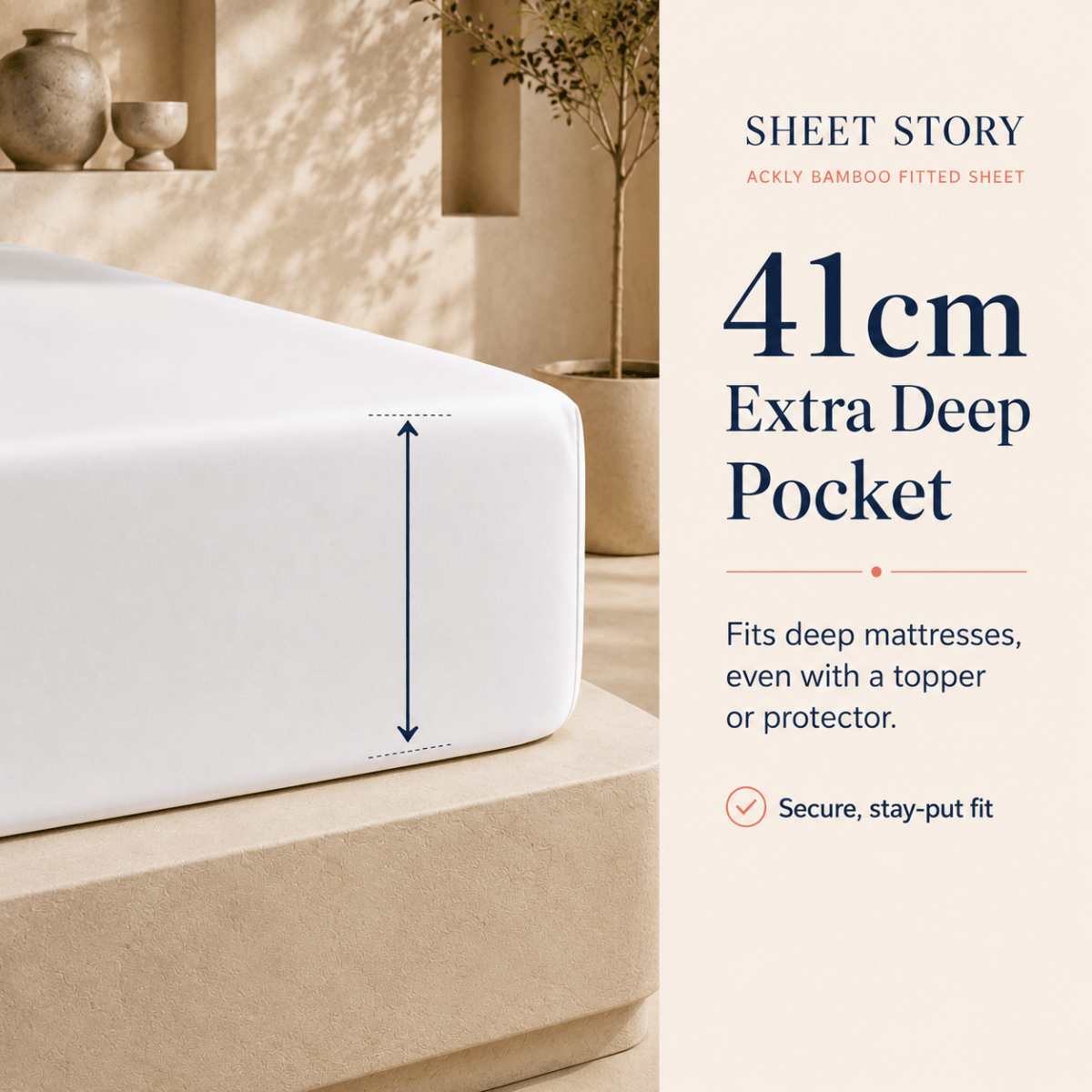 SHEET STORY Ackly Bamboo - White Fitted Sheet