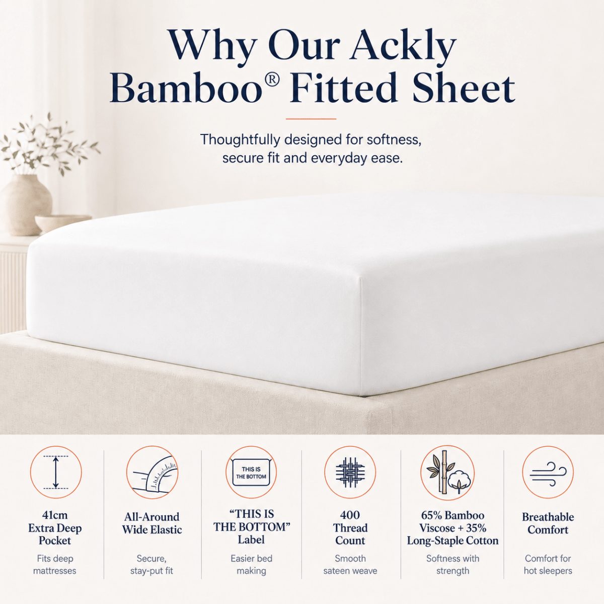 SHEET STORY Ackly Bamboo - White Fitted Sheet