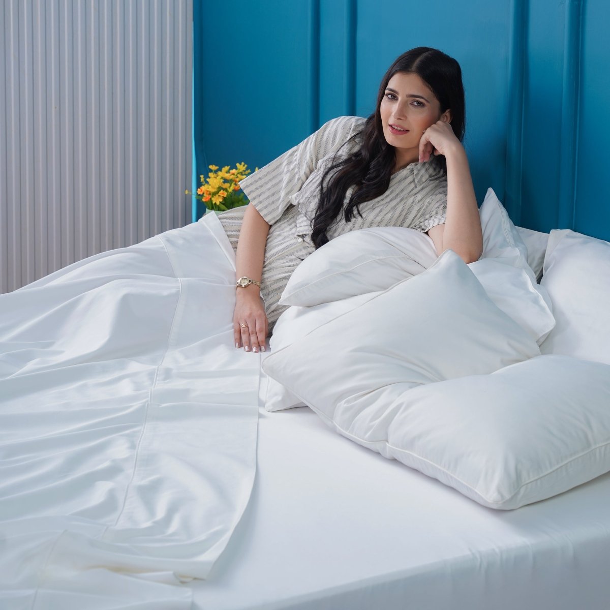 Ackly Bamboo by SHEET STORY - White Flat Sheet