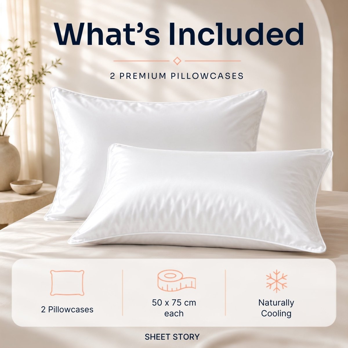 SHEET STORY Ackly Bamboo - White Pillowcases Pair