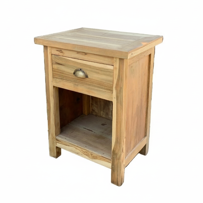 HatiNest Recycled Teak Wood Bedside Table Classic - 51x42x65cm