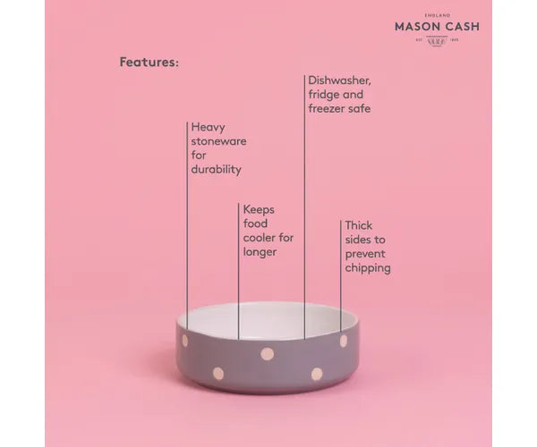 Mason Cash Polka Dot Pet Bowl, Grey, 13cm