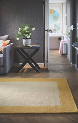 Bordered Yellow Wool Rug