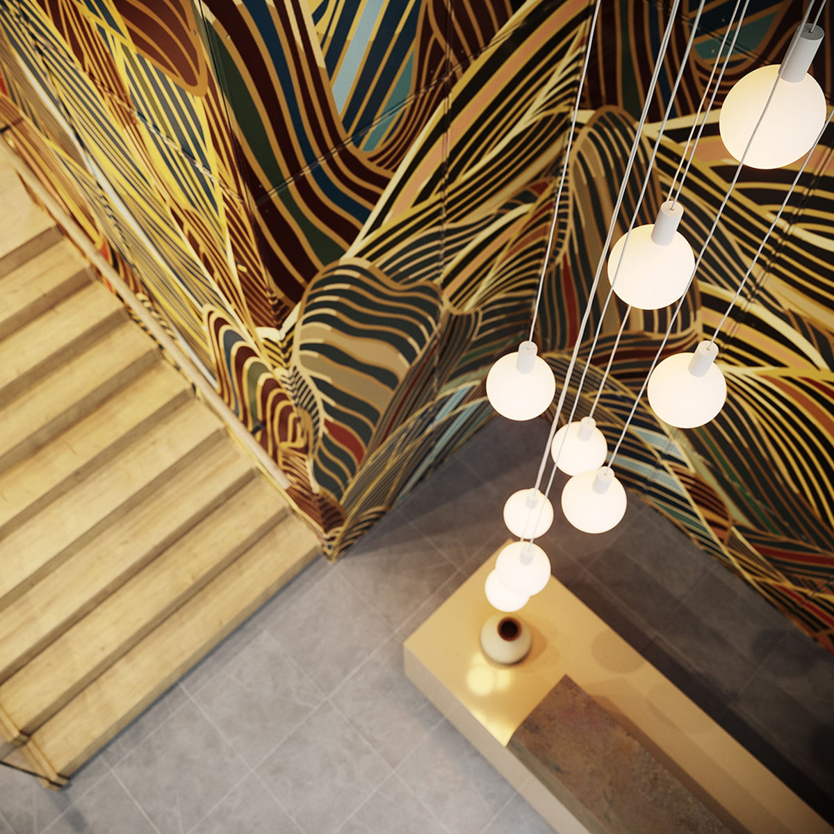 Tala Alumina Nine Pendant Light with Sphere V Bulbs