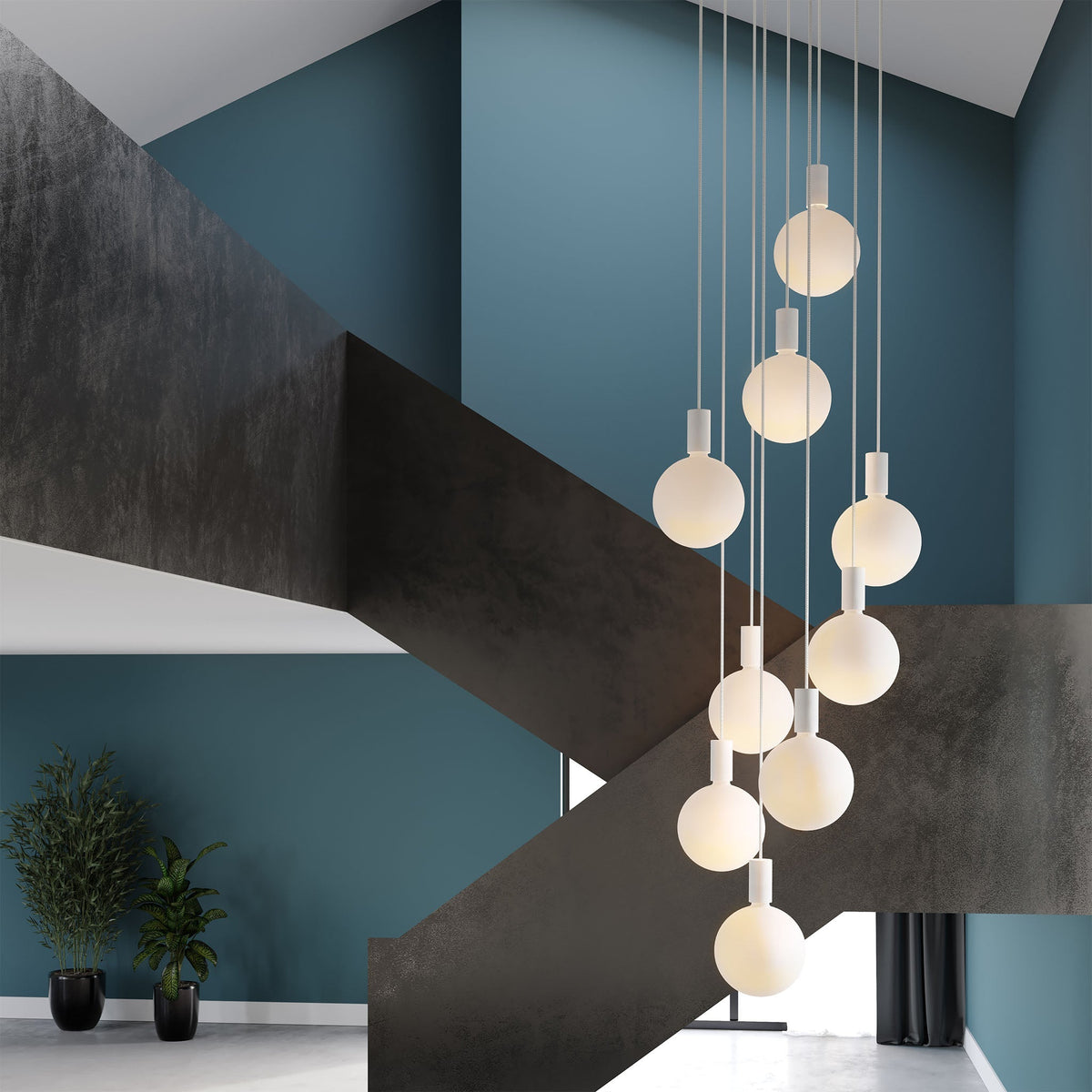 Tala Alumina Nine Pendant Light with Sphere V Bulbs
