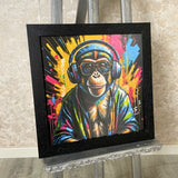 Pagazzi DJ Monkey Wall Art with Black Frame