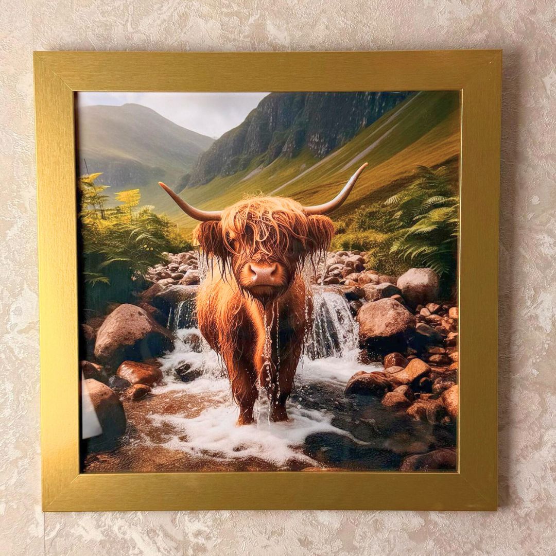 Pagazzi Baby Highland Cow Artwork with Gold Frame