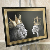 Pagazzi King Queen Lions with Gold Crowns Artwork