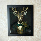 Pagazzi Suited Stag Wall Art with Black Frame