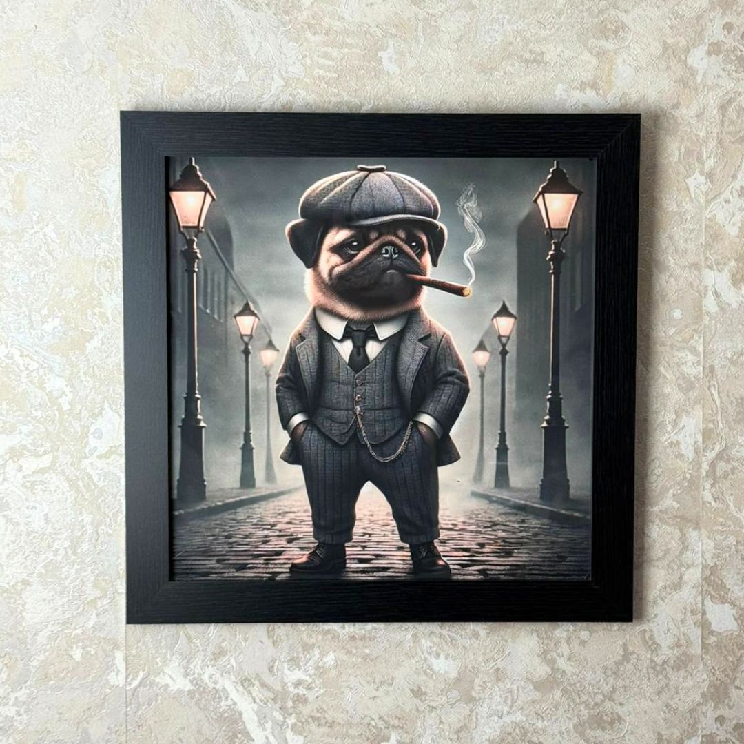 Pagazzi Peaky Pug Wall Art with Black Frame