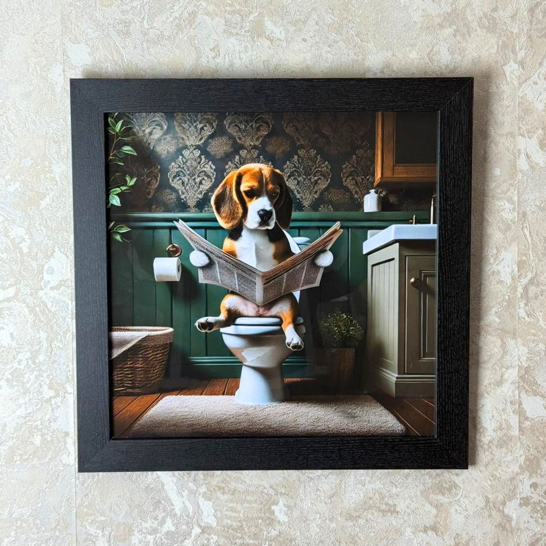 Pagazzi Lavatory Beagle Wall Art with Black Frame