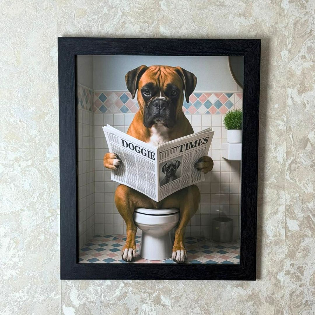 Pagazzi Lavatory Boxer I Wall Art with Black Frame
