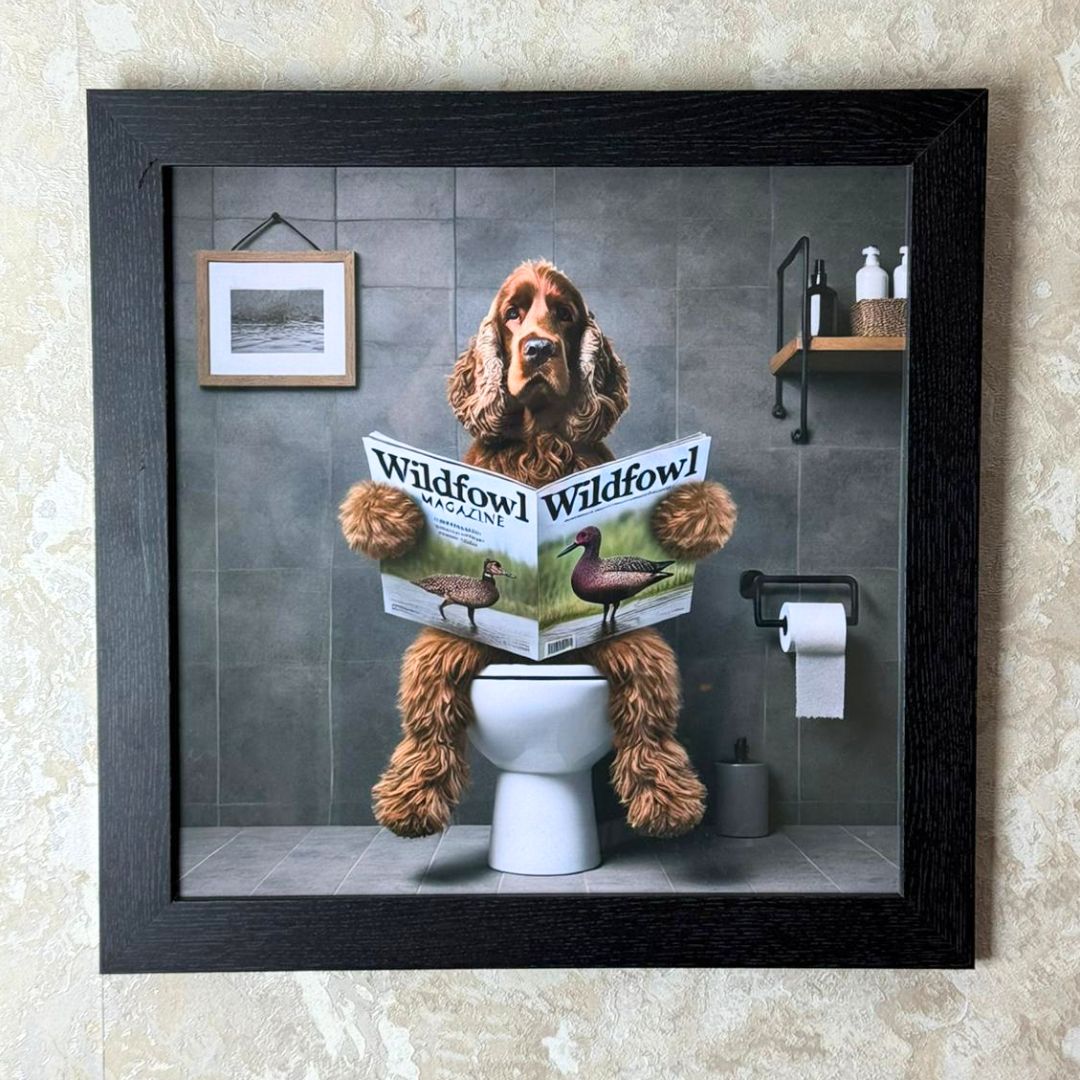 Pagazzi Lavatory Cocker Spaniel Wall Art with Black Frame