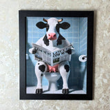 Pagazzi Lavatory Dairy Cow Wall Art with Black Frame