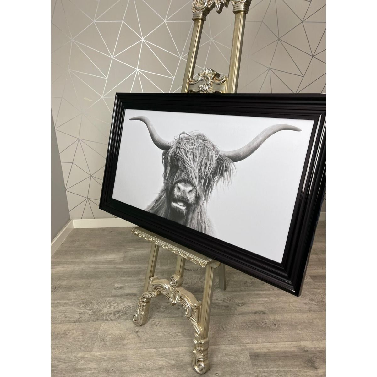 Pagazzi Angus Cow Wall Art with Black Frame - 100x50cm