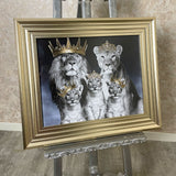 Pagazzi Lion Royal Family Wall Art with Champagne Gold Frame